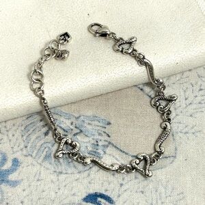 Brighton Tuscan Heart Bracelet Silver Plated 8" Adjustable Nice